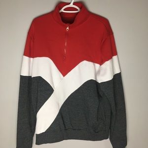 Red and grey sweater